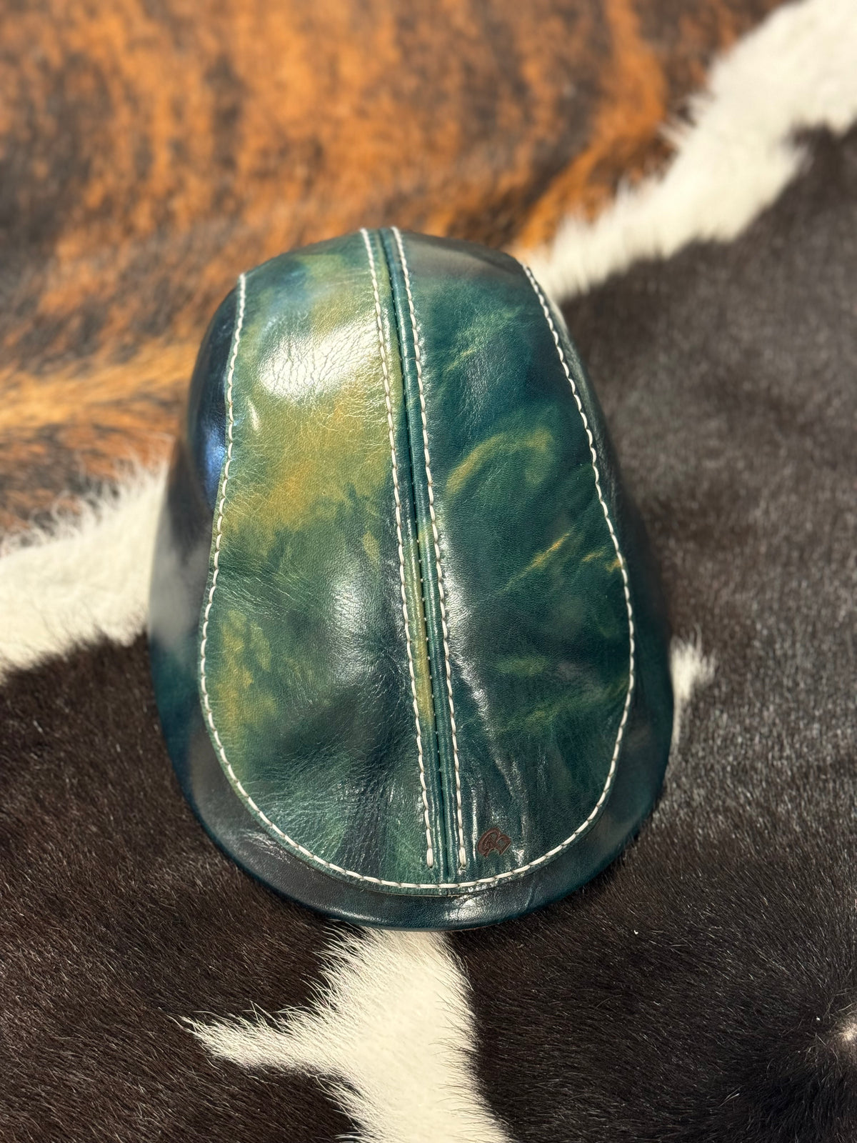Handmade La Bretagna Fluid Oil Leather Flat Cap