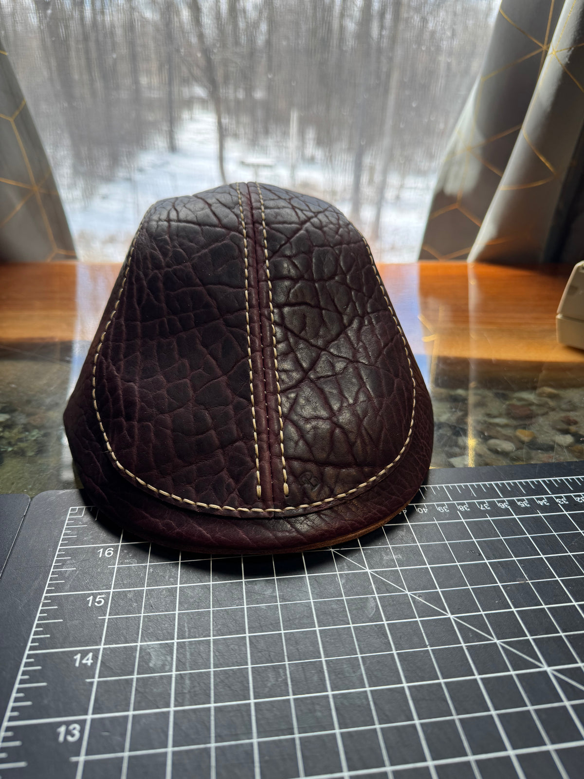 Handmade American Bison Leather Flat Cap