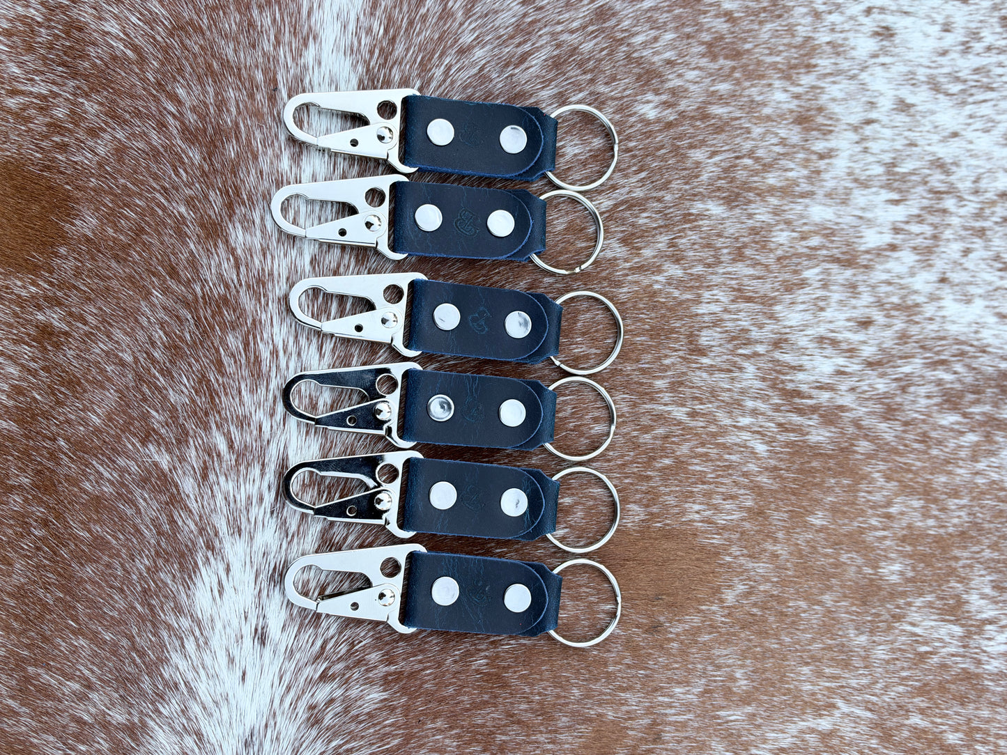 Handmade Water Buffalo Leather Keychain — Hand-Peened Copper Rivets | Made in Michigan