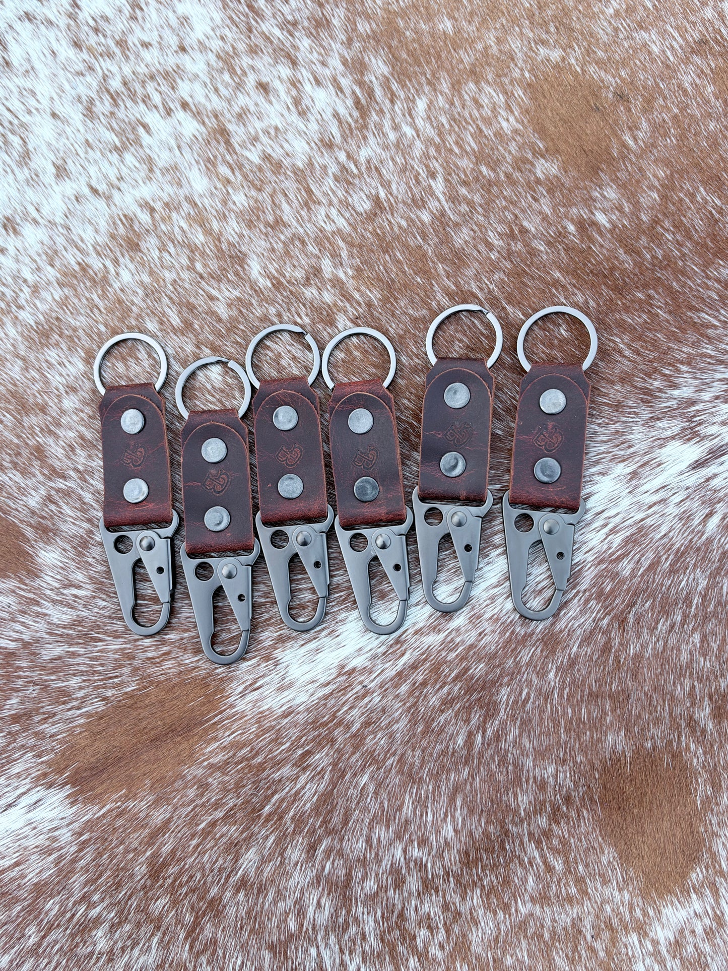 Handmade Water Buffalo Leather Keychain — Hand-Peened Copper Rivets | Made in Michigan