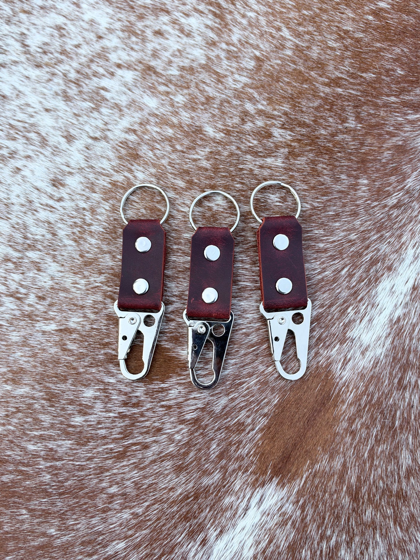 Handmade Water Buffalo Leather Keychain — Hand-Peened Copper Rivets | Made in Michigan