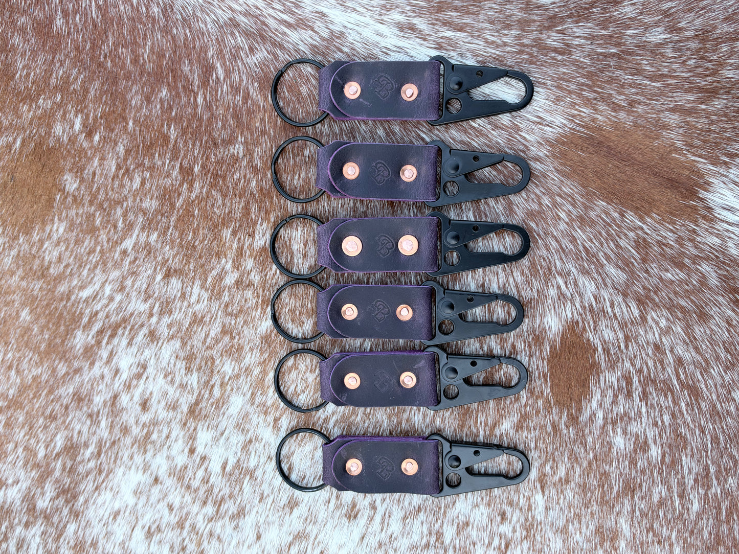 Handmade Water Buffalo Leather Keychain — Hand-Peened Copper Rivets | Made in Michigan