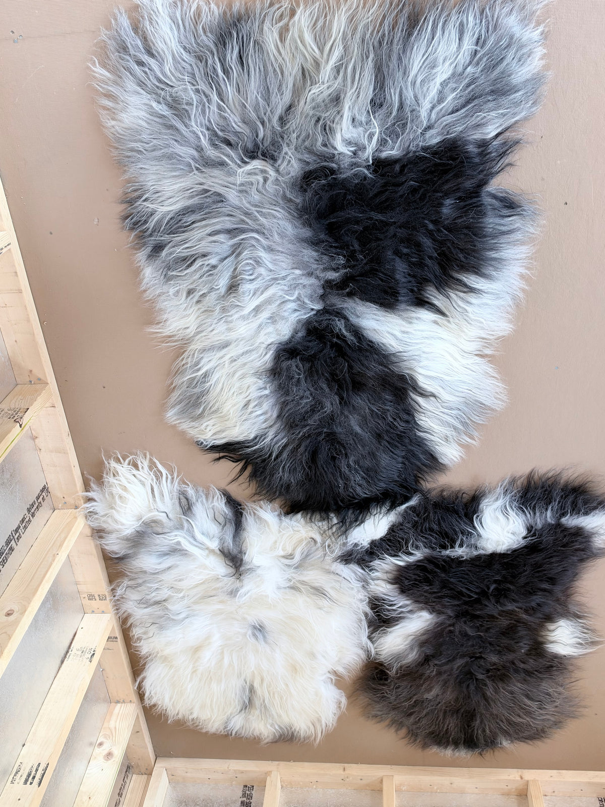 Black, White, and Grey Icelandic Sheepskin Rug