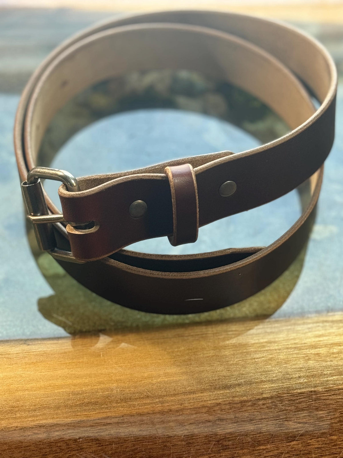 Handmade Horween Chromexcel Leather Belt — Tan, Full-Grain, Hand-Cut in Michigan