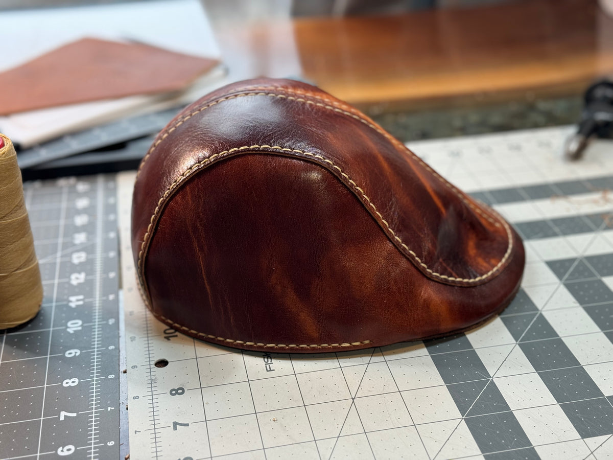 Handmade La Bretagna Fluid Oil Leather Flat Cap