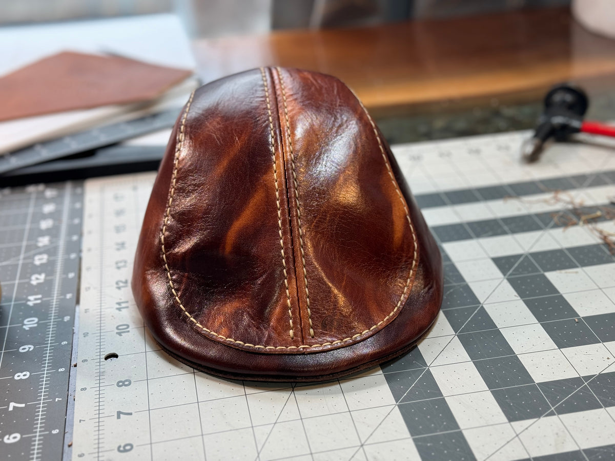 Handmade La Bretagna Fluid Oil Leather Flat Cap