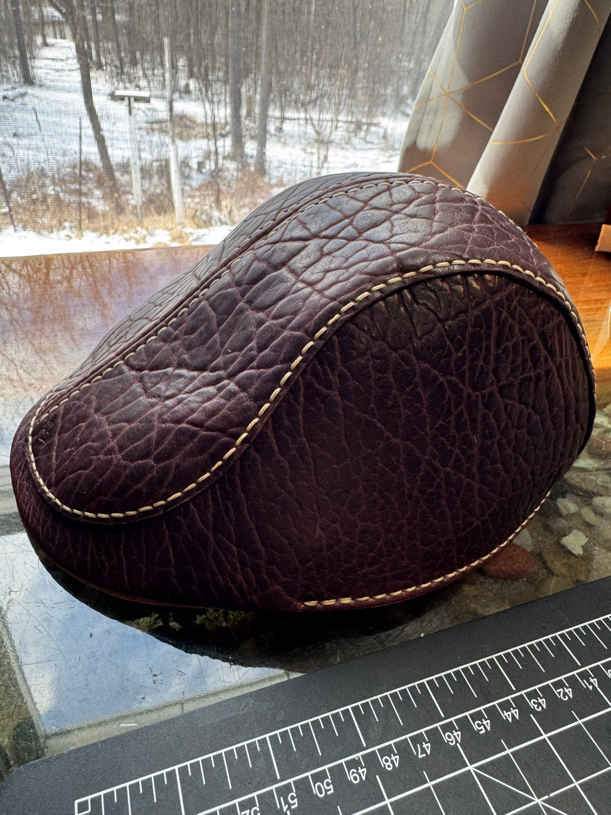 Handmade American Bison Leather Flat Cap