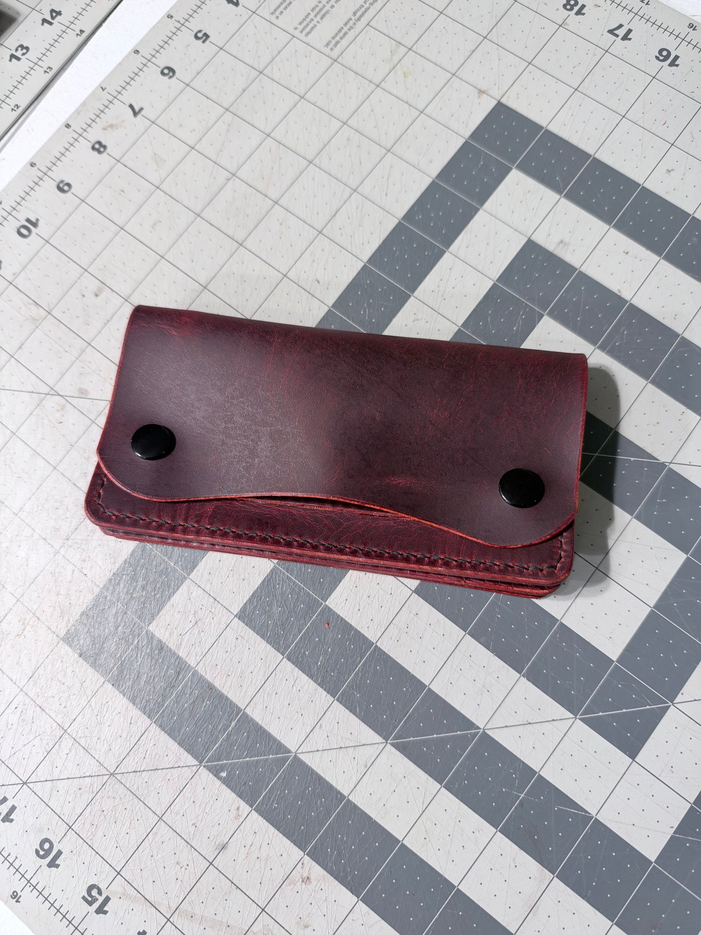 The Lancer – Handmade Water Buffalo OxBlood Trucker Wallet | Made in Michigan