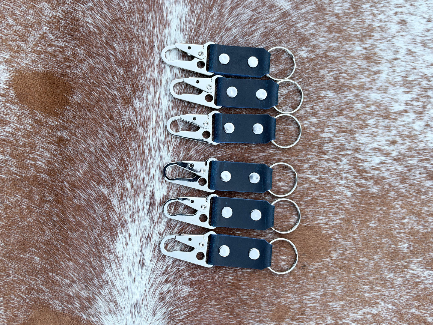 Handmade Water Buffalo Leather Keychain — Hand-Peened Copper Rivets | Made in Michigan
