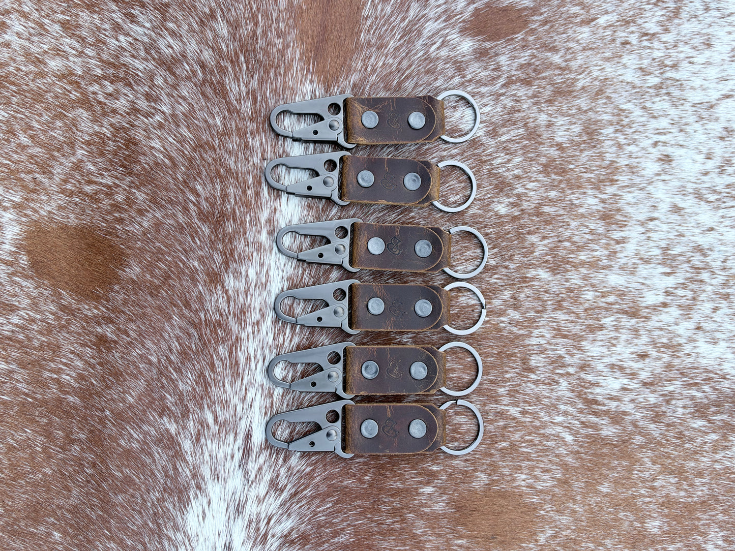 Handmade Water Buffalo Leather Keychain — Hand-Peened Copper Rivets | Made in Michigan