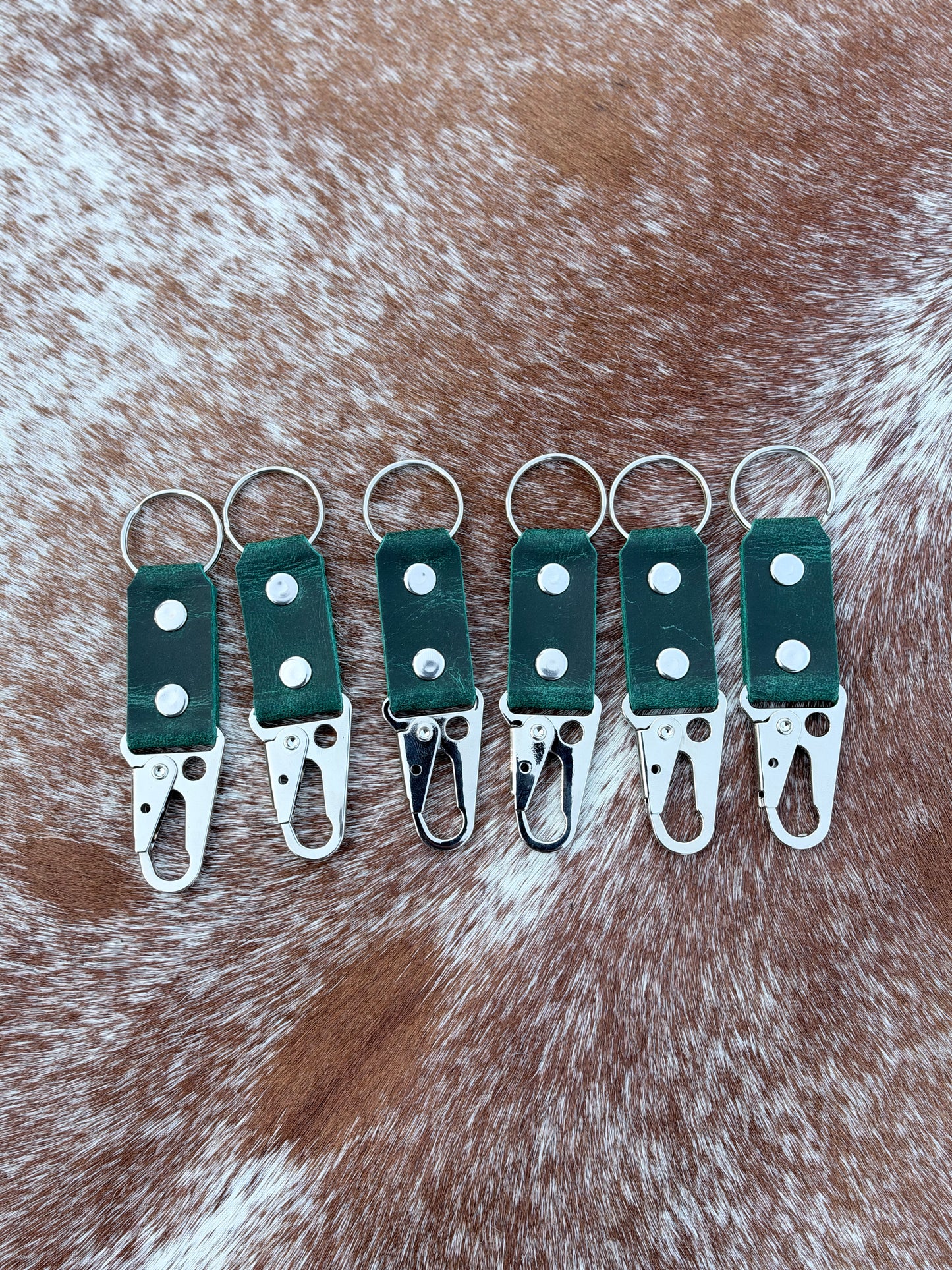 Handmade Water Buffalo Leather Keychain — Hand-Peened Copper Rivets | Made in Michigan