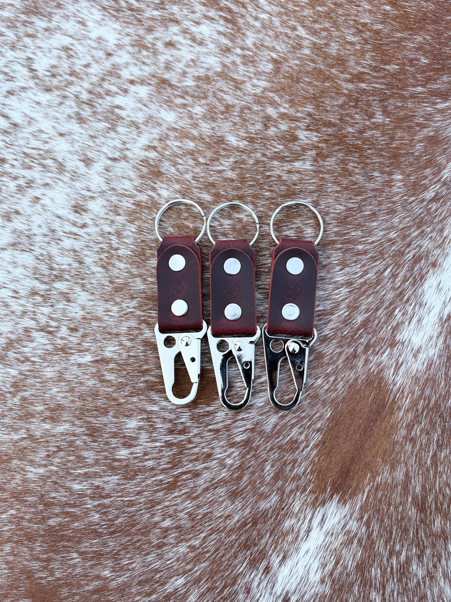 Handmade Water Buffalo Leather Keychain — Hand-Peened Copper Rivets | Made in Michigan