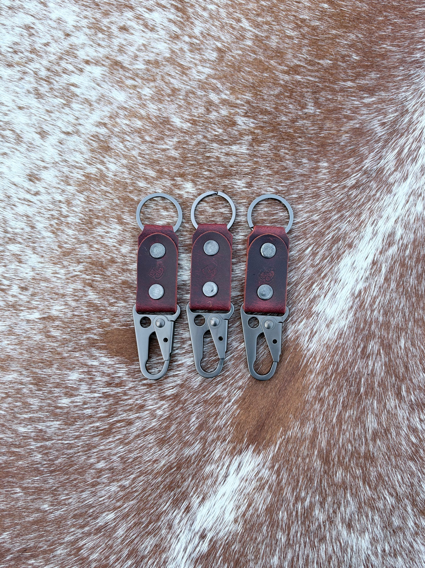 Handmade Water Buffalo Leather Keychain — Hand-Peened Copper Rivets | Made in Michigan