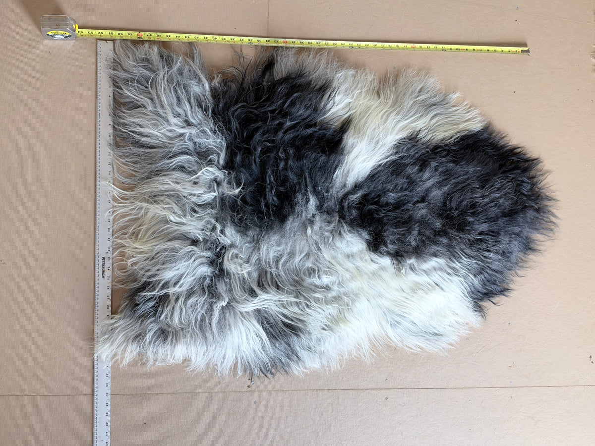 Black, White, and Grey Icelandic Sheepskin Rug