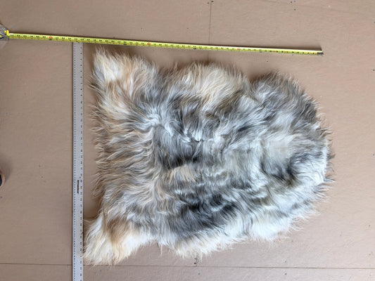 Tan, White and Grey Icelandic Sheepskin Rug | 43″ × 36″