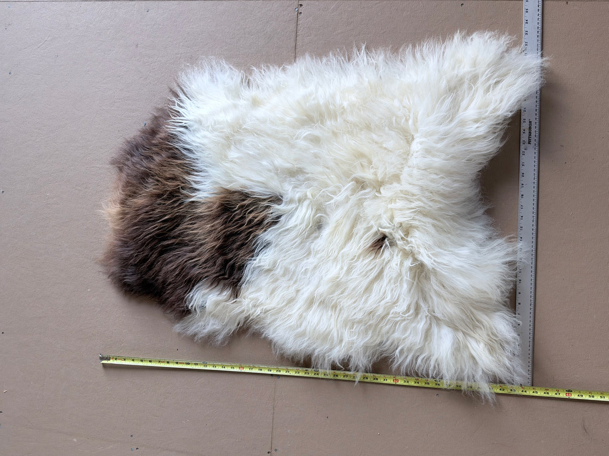 Brown and White Icelandic Sheepskin Rug