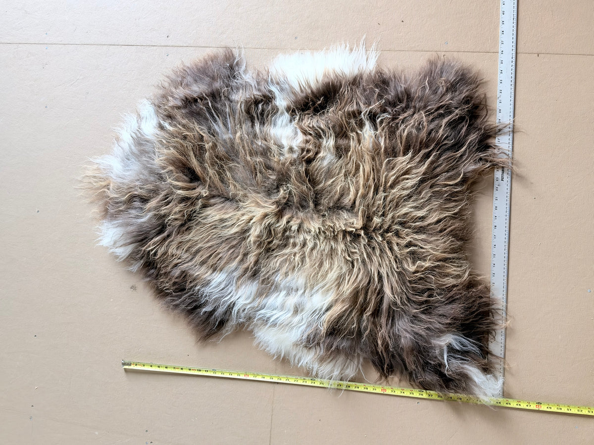 Brown and White Icelandic Sheepskin Rug