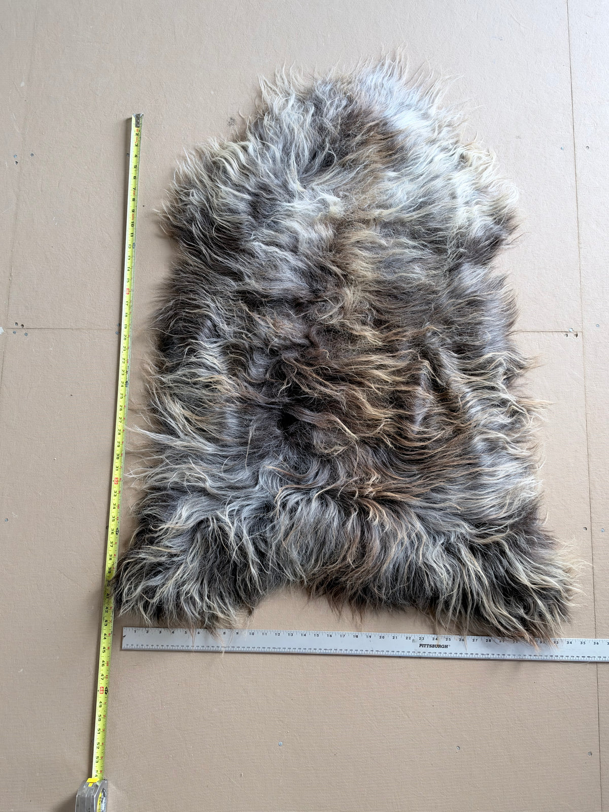 Grey, White and Brown Icelandic Sheepskin Rug