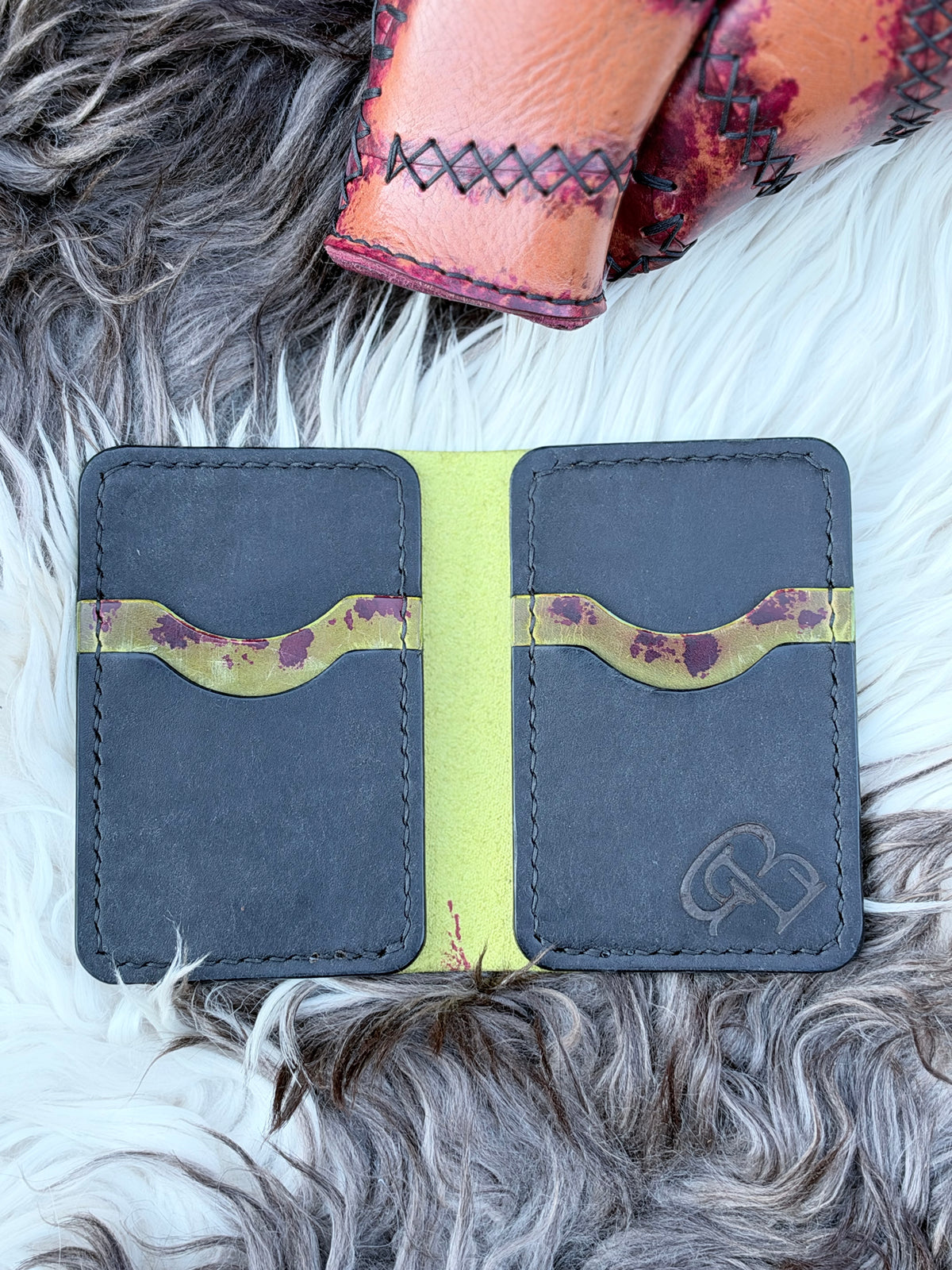 The Kevin – Zombie Green Front Pocket Wallet with Black Pueblo Accents
