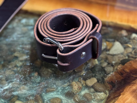 Handmade Wickett & Craig Harness Leather Belt — Dark Brown, Full-Grain, Hand-Cut in Michigan