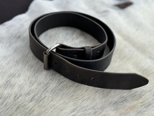 Matte Black Water Buffalo Leather Belt – Hand-Cut Full-Grain | Made in Michigan