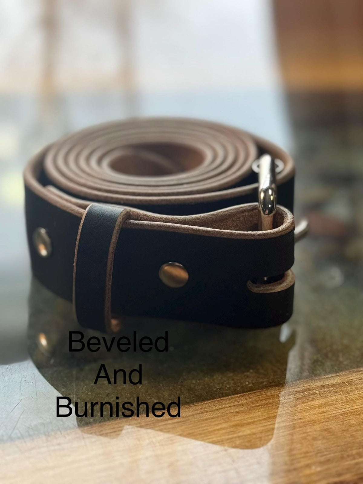 Handmade Horween Chromexcel Leather Belt — Black, Full-Grain, Hand-Cut in Michigan
