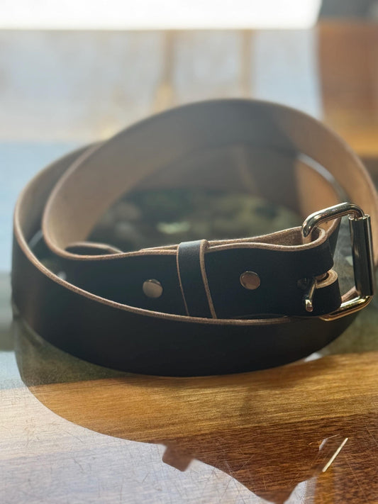Handmade Horween Chromexcel Leather Belt — Black, Full-Grain, Hand-Cut in Michigan